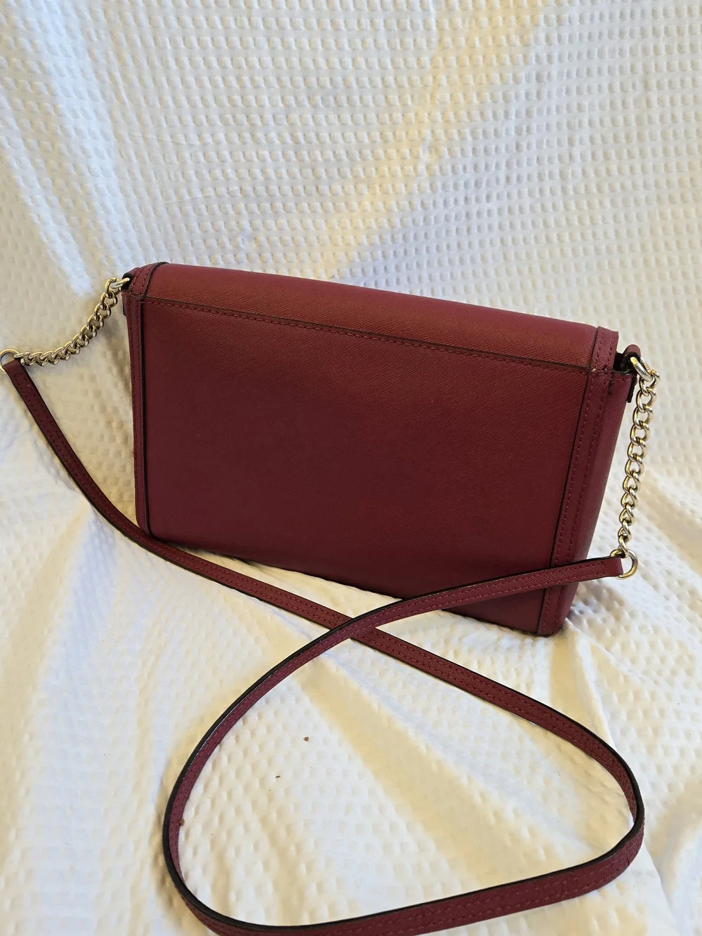 kate spade Burgundy Saffiano Bow Chain Crossbody